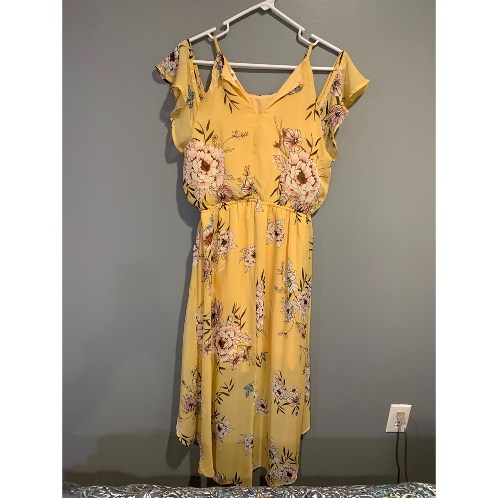 Floral Peek-a-boo Shoulder Dress